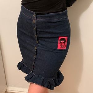 Betsey Johnson Punk Label Floral Denim Skirt